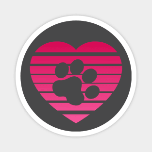 Cat Paw Heart Valentine - Pink Gradient Magnet